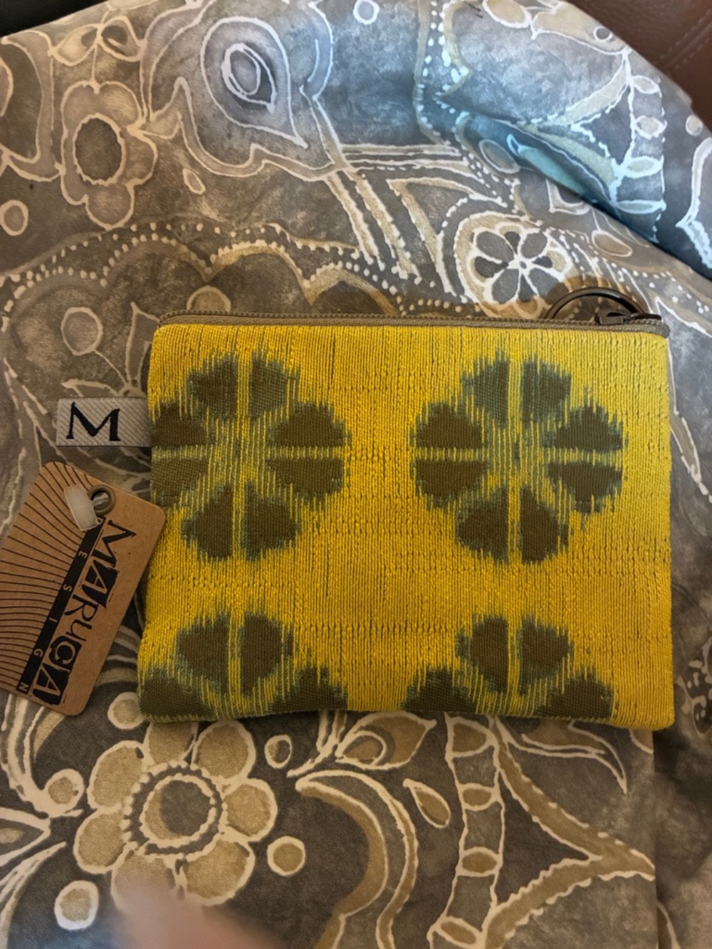 Maruca Yellow & Olive Floral Zip Card Pouch
